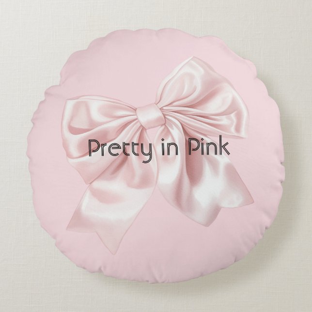 Pretty in Pink Bow Round Pillow (Front)