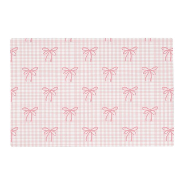 Pretty in Pink: Bows & Gingham Delight Placemat (Front)