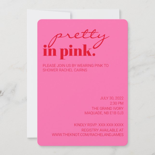 Pretty In Pink Bridal Shower Invitation (Front)