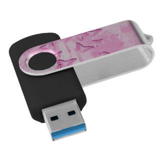 Pretty in pink butterflies flash drive