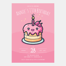 Pretty in Pink Cake Birthday Invitation