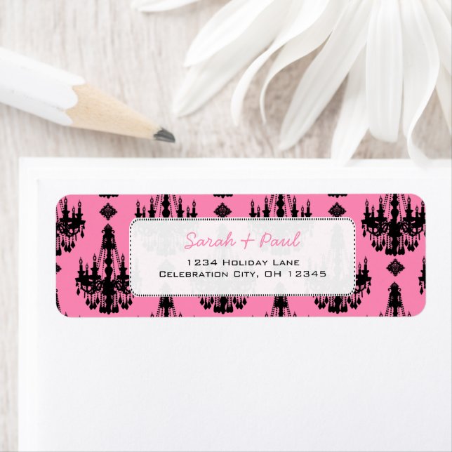 Pretty in Pink Chandeliers Return Address Label (Insitu)