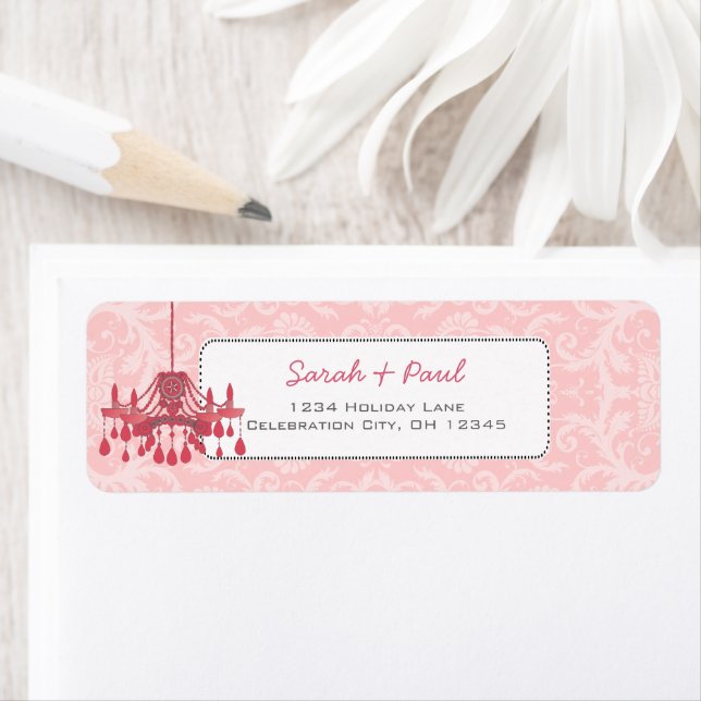 Pretty in Pink Chandeliers Return Address Label (Insitu)