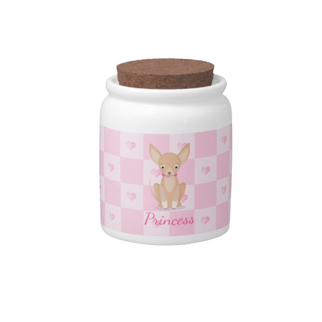 Pretty in Pink Chihuahua Candy Jar (Front)