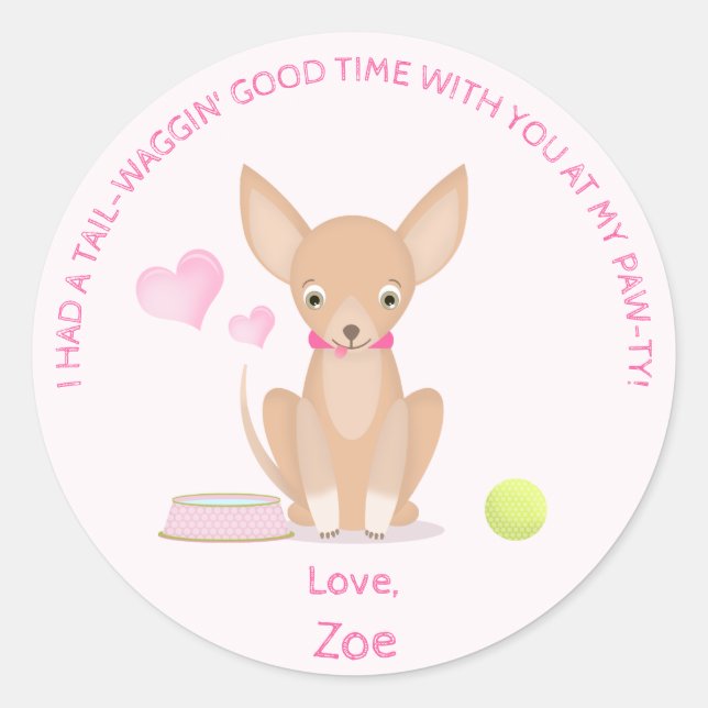 Pretty in Pink Chihuahua Classic Round Sticker (Front)