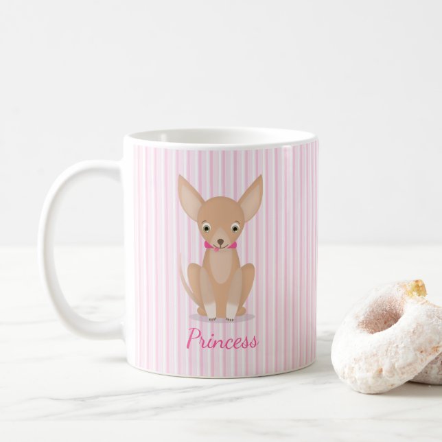 Pretty in Pink Chihuahua Coffee Mug (With Donut)
