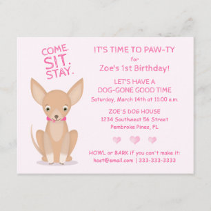 Pretty in Pink Chihuahua Invitation