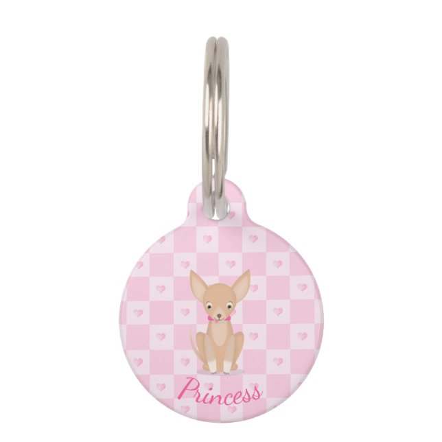 Pretty in Pink Chihuahua Pet ID Tag (Front)