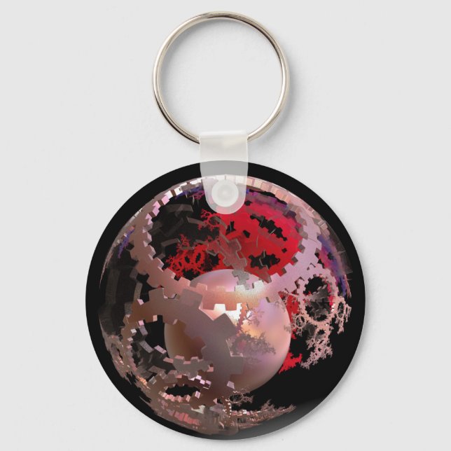 Pretty in Pink Cogs Keychain (Front)