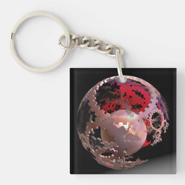 Pretty in Pink Cogs Keychain (Front)