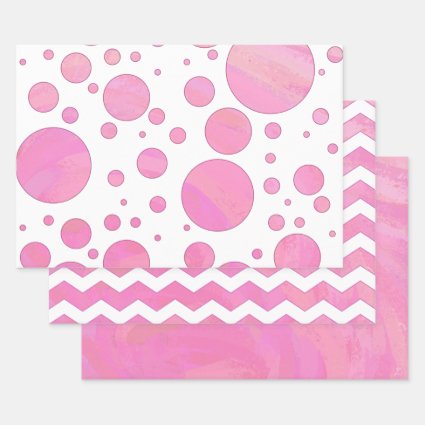 Pretty in PInk Color Coordinated Wrapping Paper Sheets