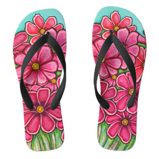 Pretty in Pink Cosmos Flip Flops by Lisa Lorenz