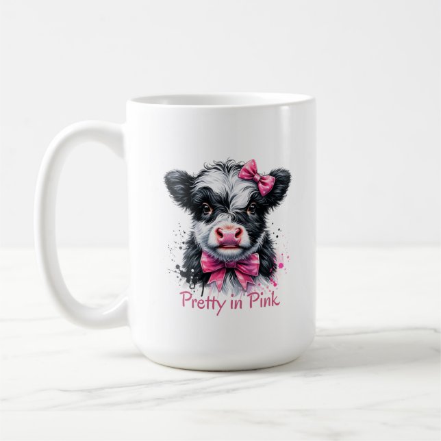 Pretty in Pink Cow Coffee Mug (Left)
