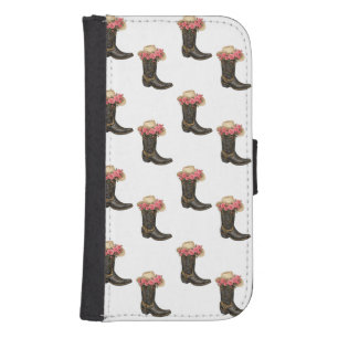 Pretty in Pink Cowgirl Boots Samsung Galaxy S4 Wallet Case