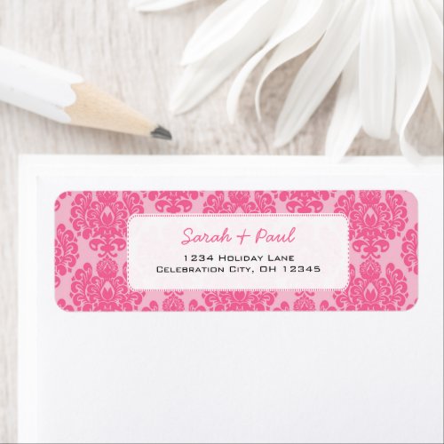 Pretty in Pink Damask Return Address Label