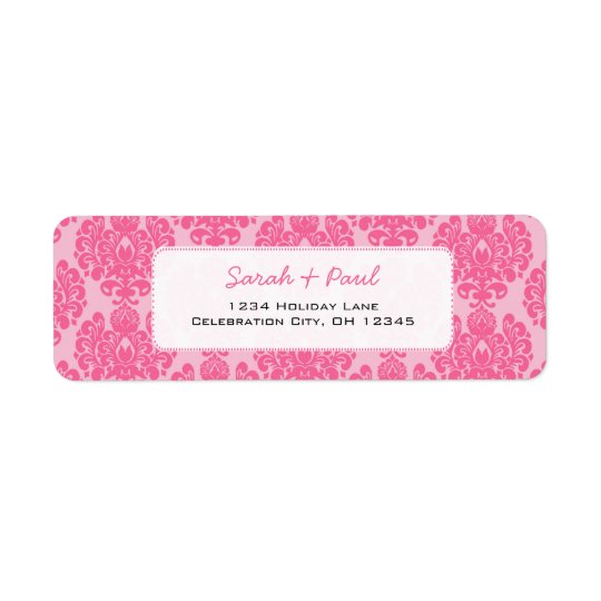 Pretty in Pink Damask Return Address Label