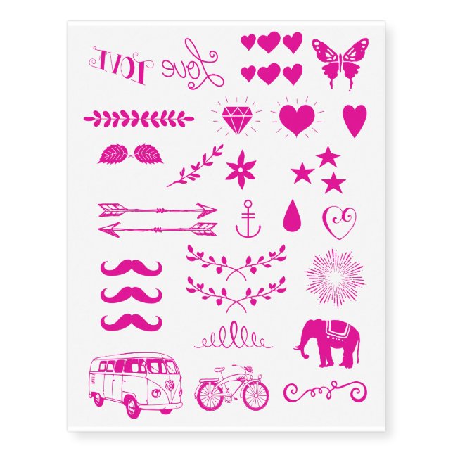 Pretty in Pink Destination Wedding Tattoos (Front)