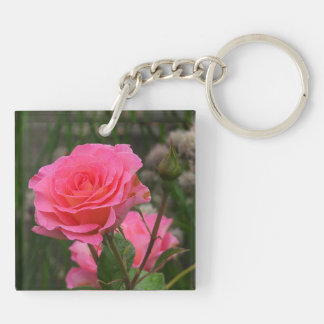 Pretty in Pink Double flowering Rose Keychain