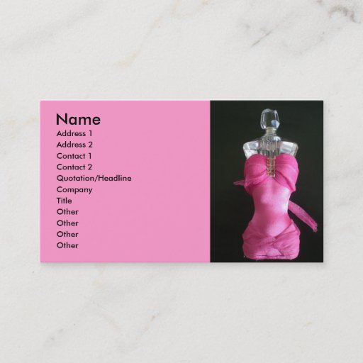 Customizable Pretty in pink dress perfume bottle business card