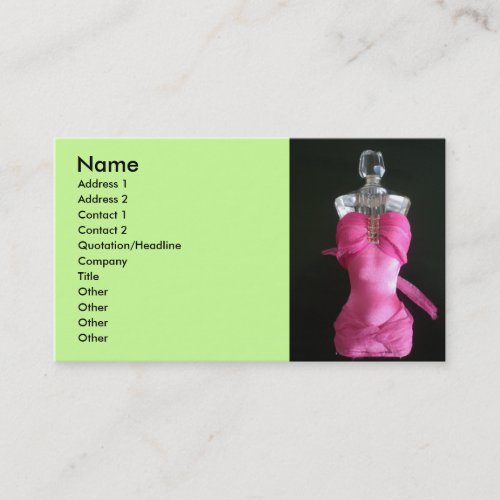 Pretty in pink dress perfume bottle business card