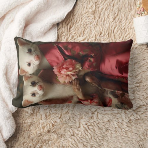 Pretty in Pink Ferrets Lumbar Pillow
