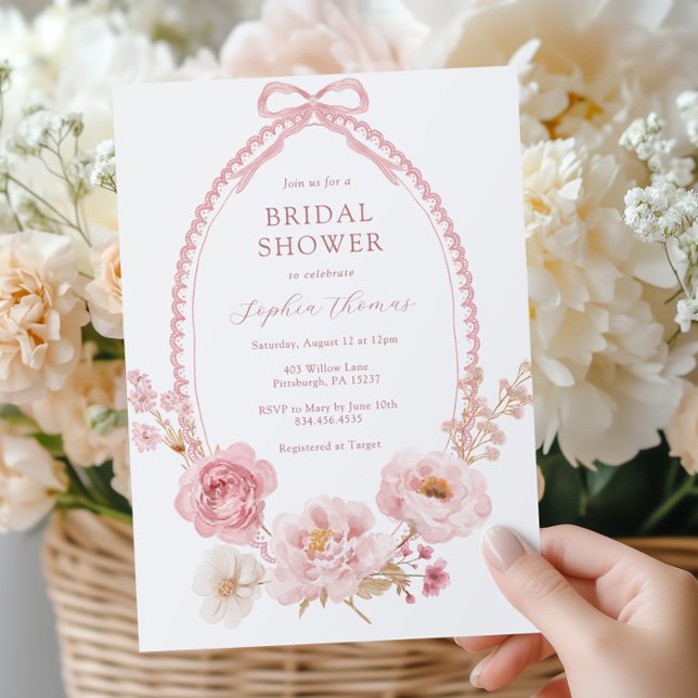 Pretty in Pink Floral Bridal Shower  Invitation (Creator Uploaded)