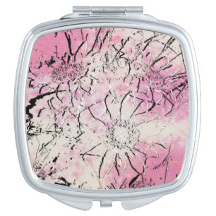 Pretty in Pink floral Compact mirror