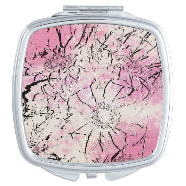 Pretty in Pink floral Compact mirror (Front)