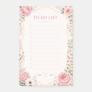 Pretty in Pink Floral To Do List Notes