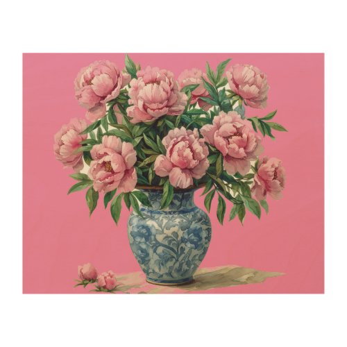 Pretty in Pink flowers Wood Wall Art