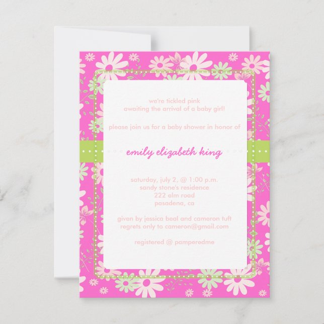 Pretty in Pink Garden baby shower/diy color Invitation (Front)