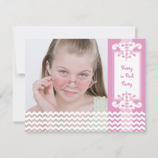 Pretty in Pink Girl's Birthday Party Invitation (Front)