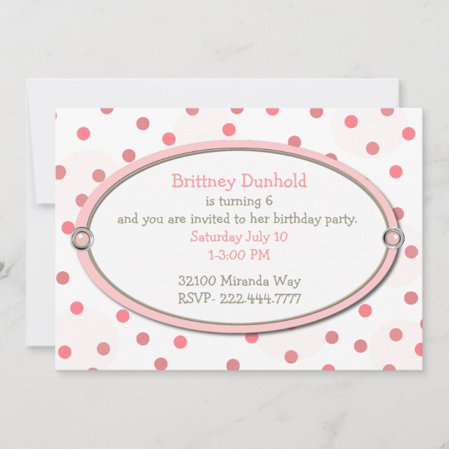 Pretty in Pink girl's Birthday Party Invitation (Front)