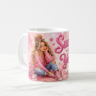 Pretty In Pink Girly Girl Trendy Sucker for You Coffee Mug
