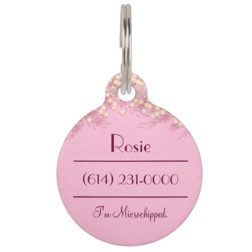 Pretty in Pink Girly Large Pet ID Tag