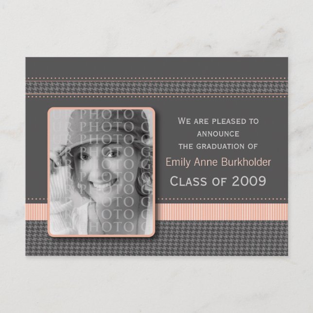 Pretty in Pink Graduation Announcement Postcard (Front)