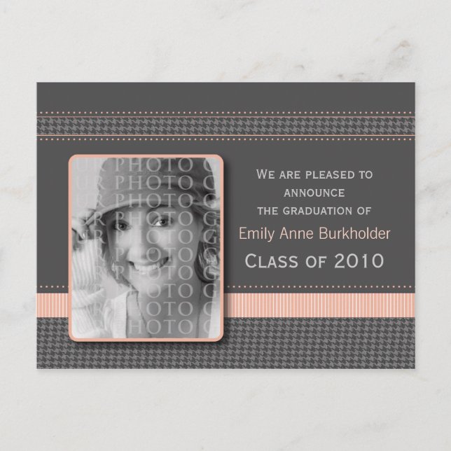 Pretty in Pink Graduation Announcement Postcard (Front)