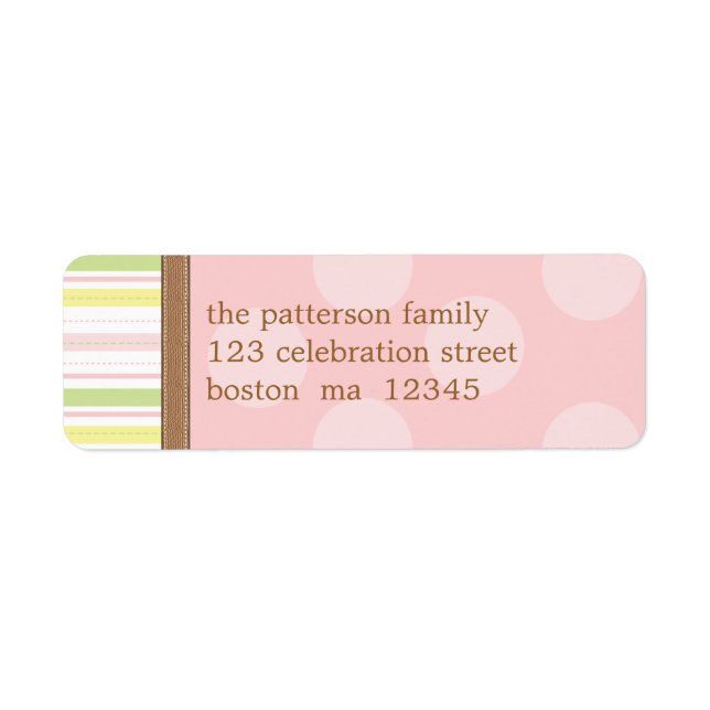 Pretty in Pink & Green Stripes + Dots Label (Front)