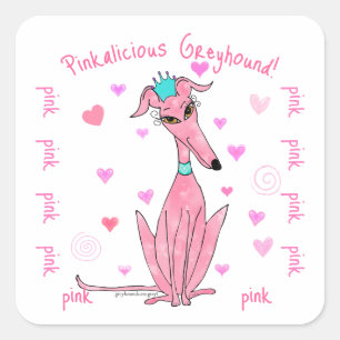 Pretty In Pink Greyhound Party Favor Square Sticker