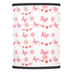 Pretty In Pink Heart Flowers And Butterflies Lamp Shade