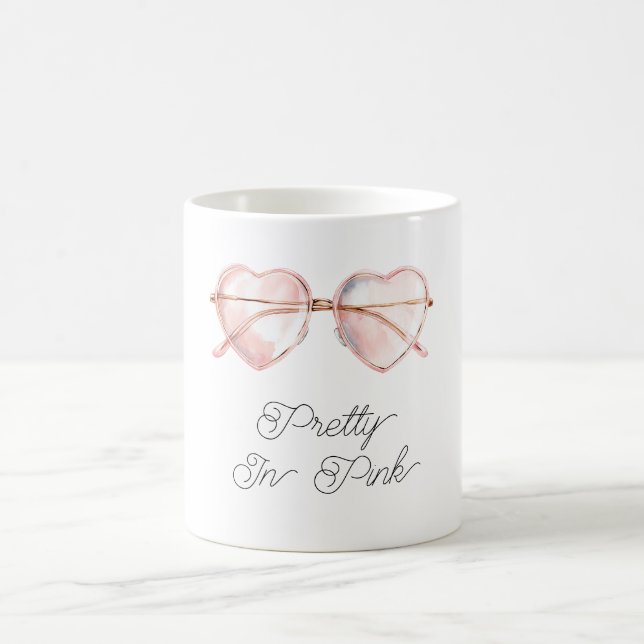 Pretty in Pink Heart Sunglasses  Coffee Mug (Center)