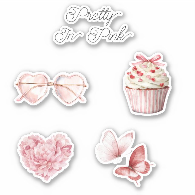 Pretty in Pink Heart Sunglasses  Sticker (Front)