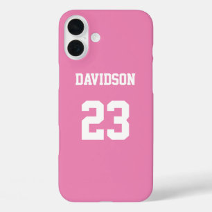 Pretty in Pink Jersey Name Number iPhone 16 Plus Case