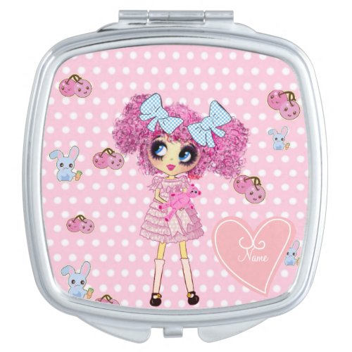 Pretty in Pink Kawaii Girl PinkyP Mirror For Makeup