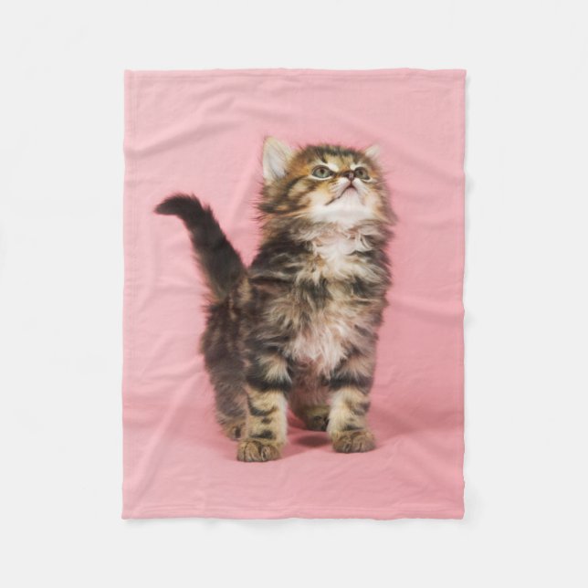 Pretty in Pink Kitten Fleece Blanket (Front)