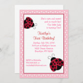 Pretty in Pink Ladybug Birthday Invitations (Front/Back)