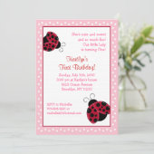 Pretty in Pink Ladybug Birthday Invitations (Standing Front)