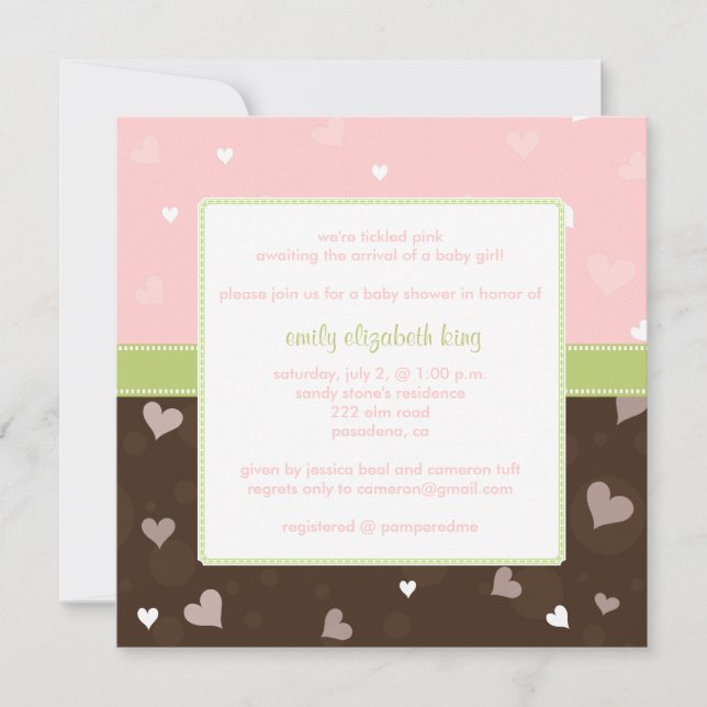 Pretty in Pink Little Hearts baby shower Invitation (Front)