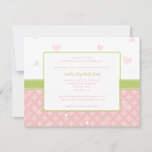 Pretty in Pink Little Hearts baby shower Invitation (Front)