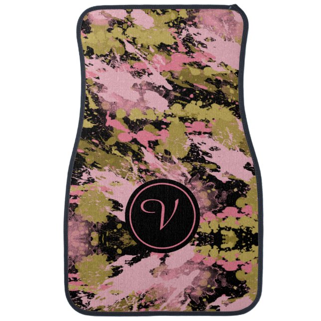 Pretty In Pink Monogram Car Floor Mat (Front)